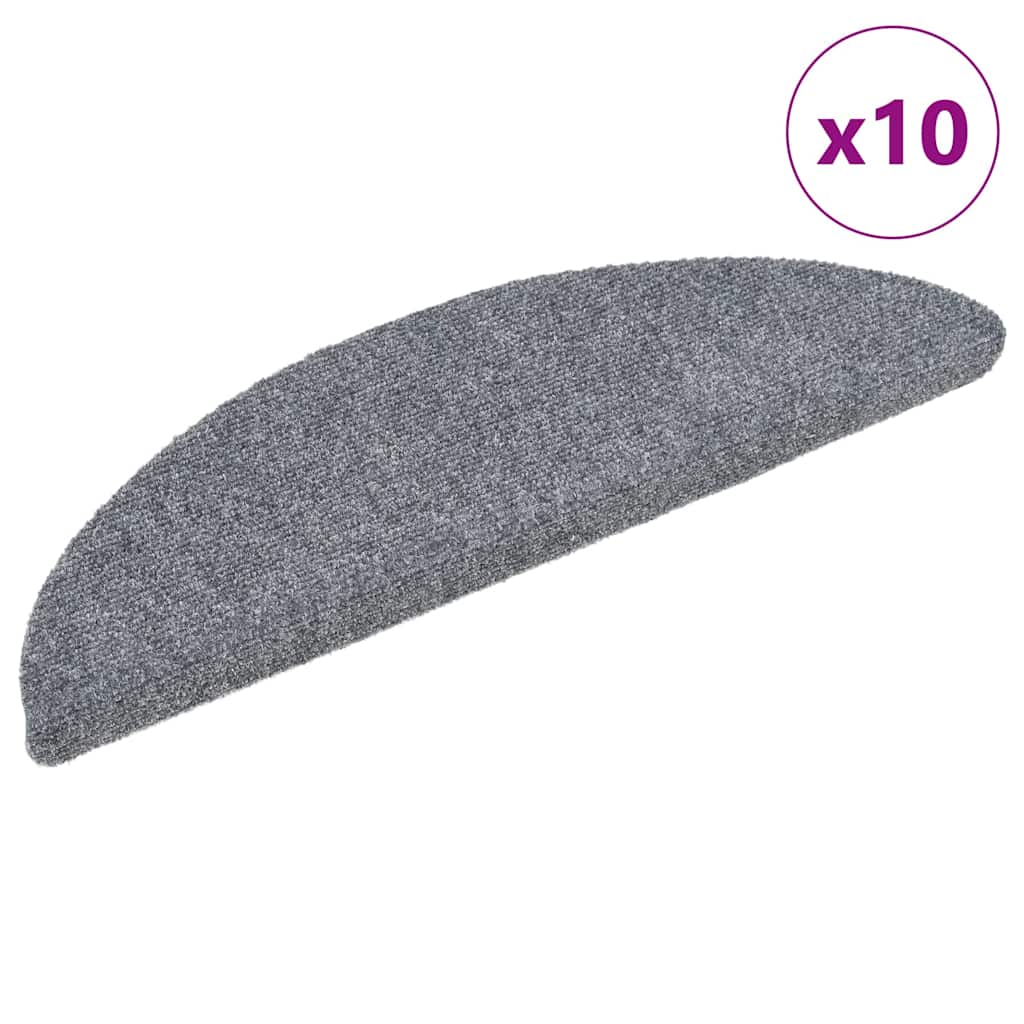 Selbstklebende Treppenmatten 10 Stk. Hellgrau 56x17x3 cm