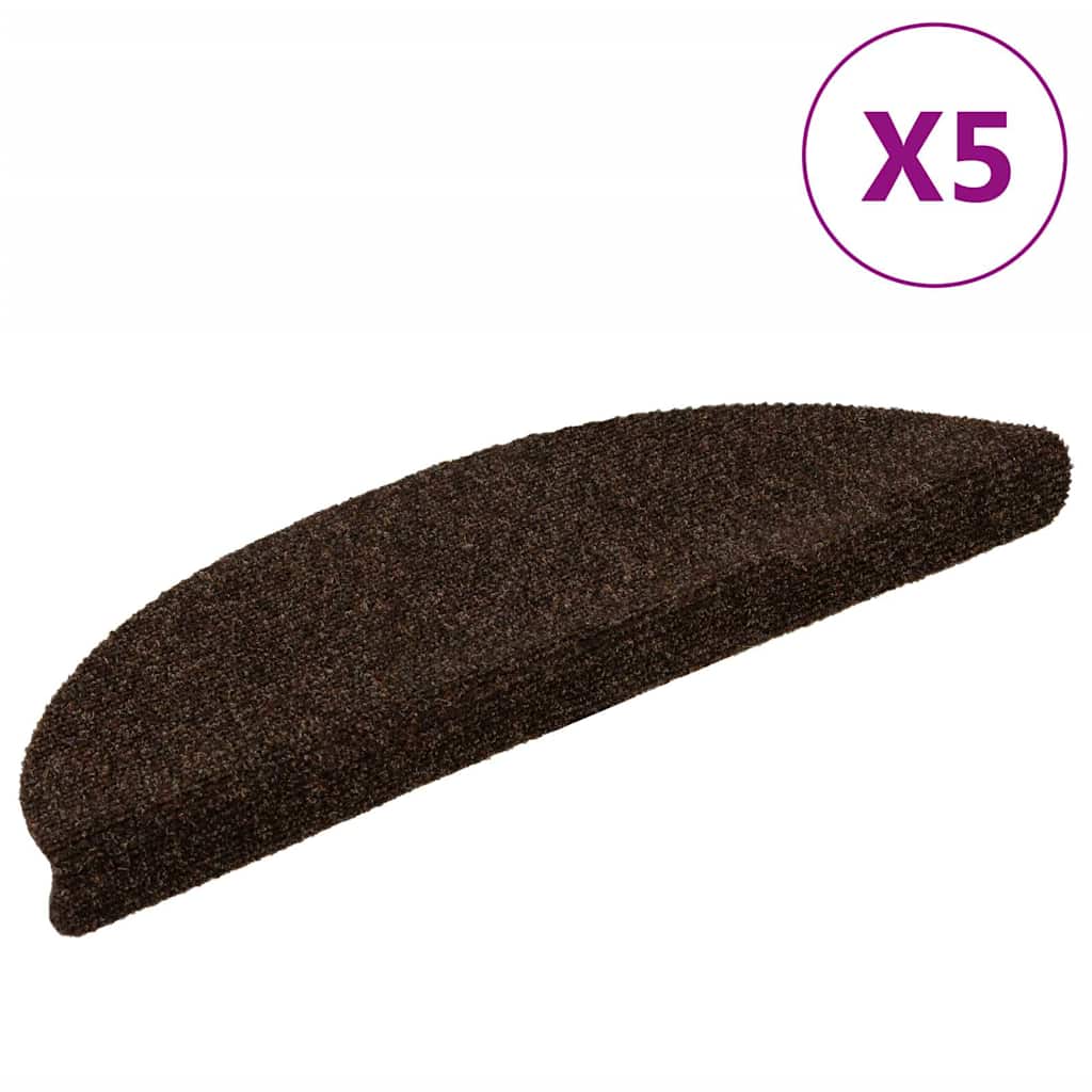 Stufenmatten Selbstklebend 5 Stk. 56x17x3 cm Braun Halbrund