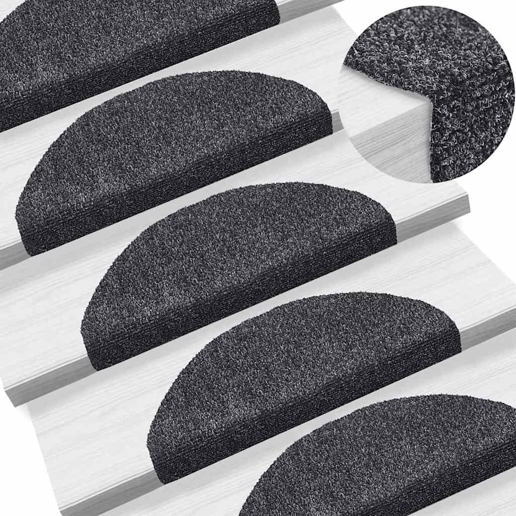 Stufenmatten Selbstklebend 10 Stk. 65x21x4 cm Dunkelgrau Halbrund Groß