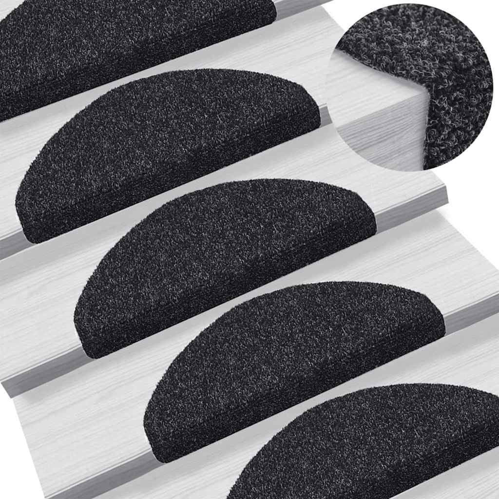 Stufenmatten Selbstklebend 10 Stk. 65x21x4 cm Schwarz Halbrund Groß