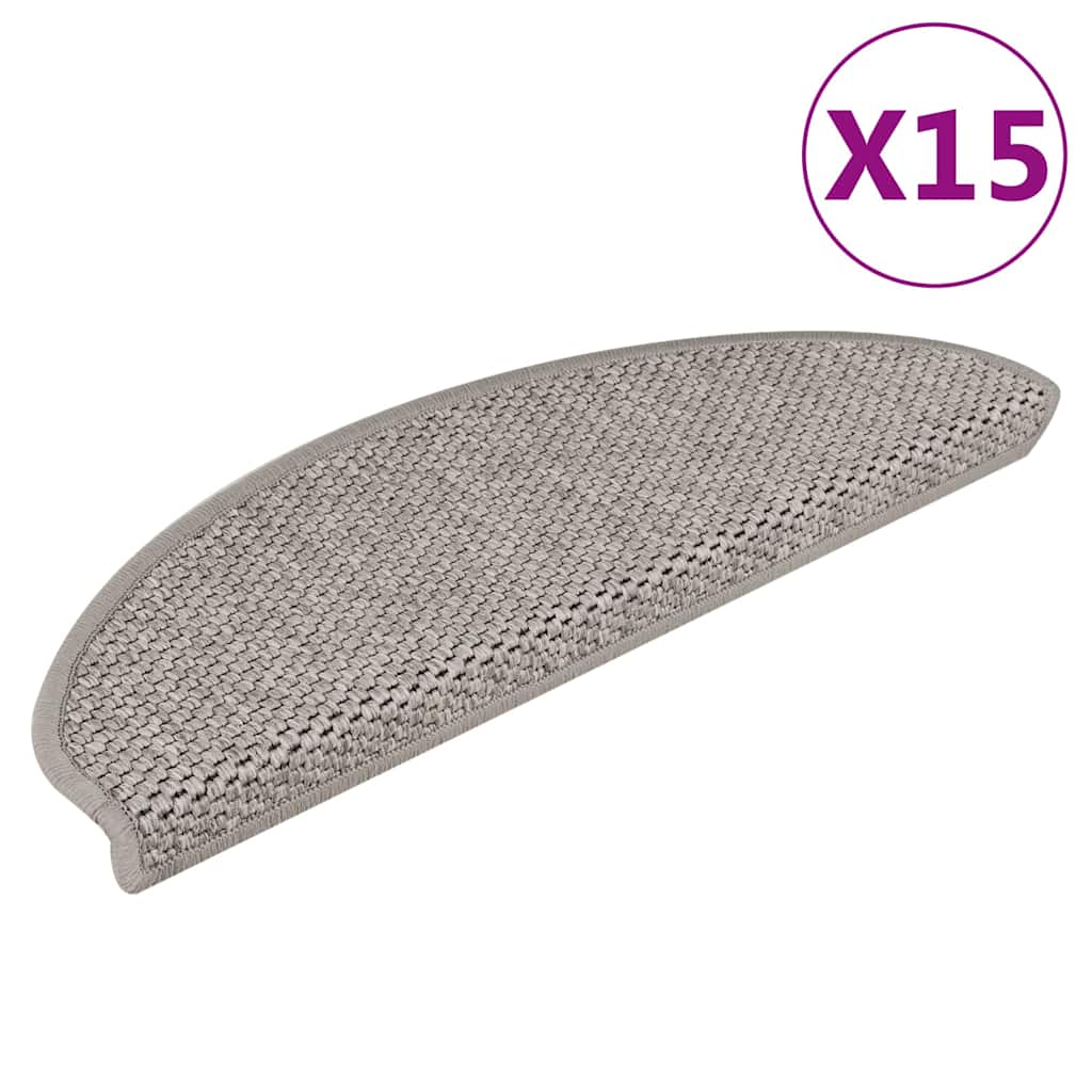 Treppenmatten Selbstklebend Sisal-Look 15 Stk. 65x21x4 Silbern