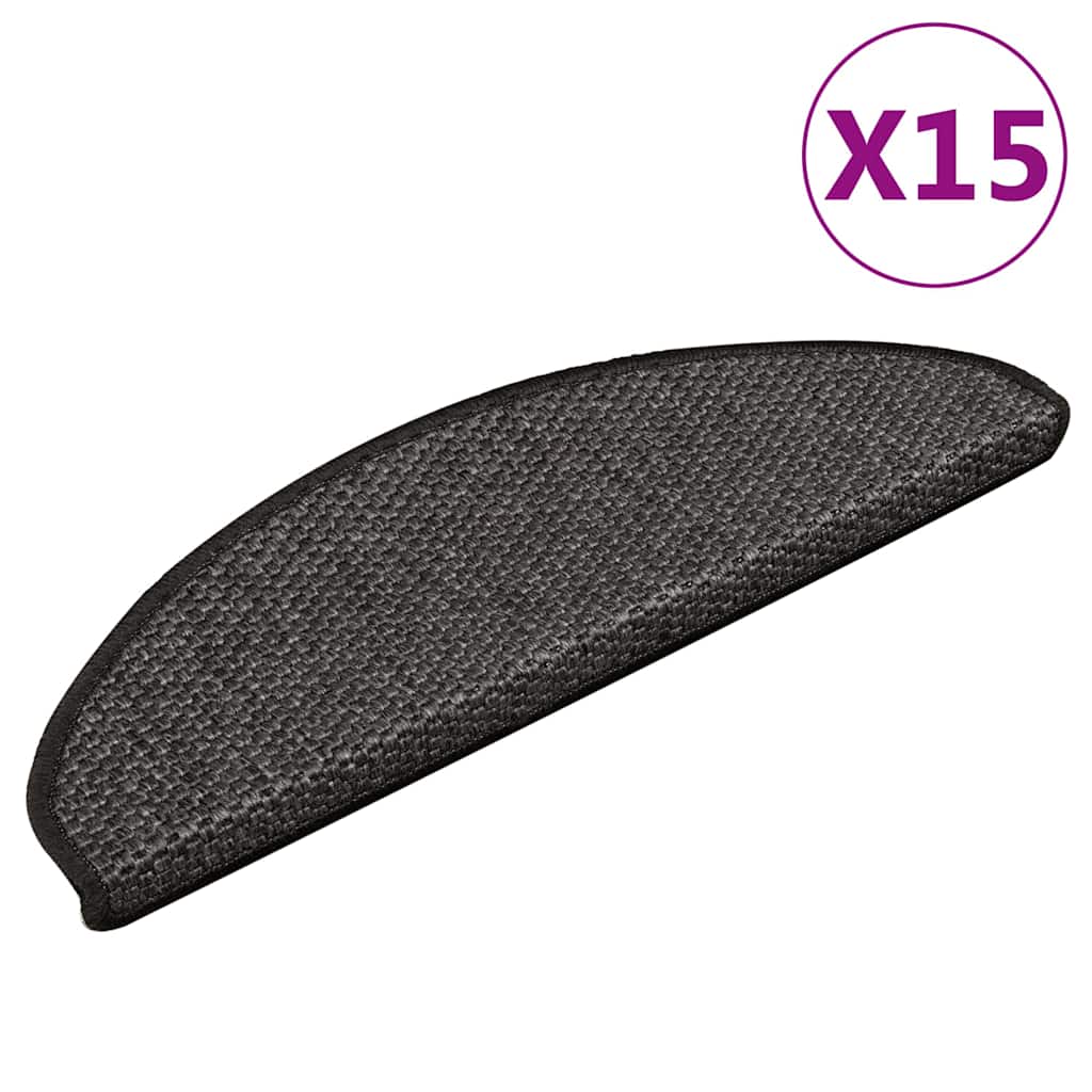 Treppenmatten Selbstklebend Sisal 15 Stk. 65x21x4 cm Anthrazit