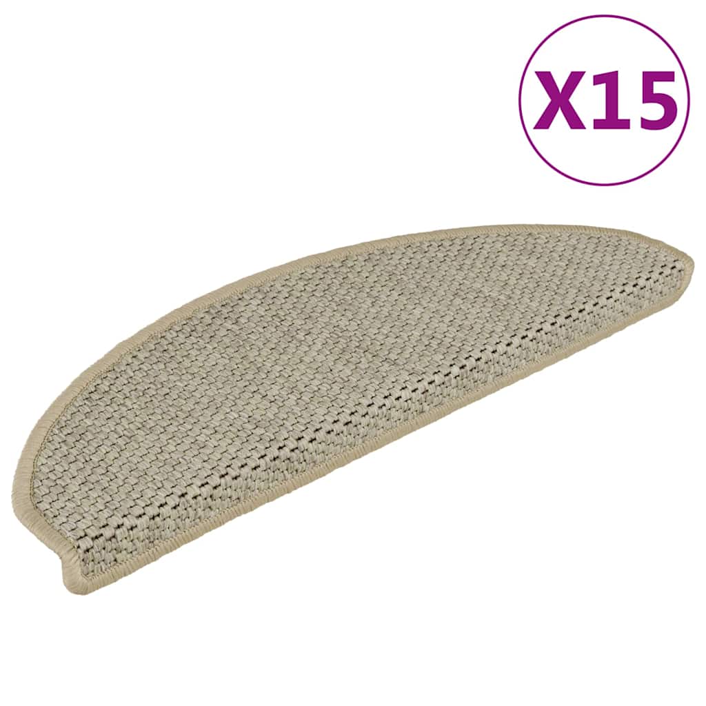 Treppenmatten Selbstklebend Sisal-Look 15 Stk 65x21x4 Hellbeige