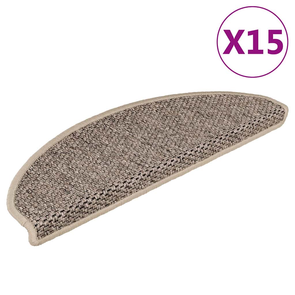Treppenmatten Selbstklebend Sisal 15 Stk. 65x21x4cm Dunkelbeige