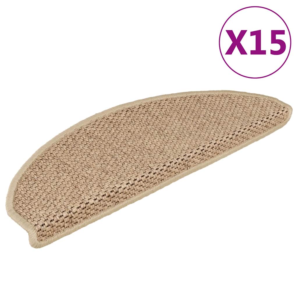 Treppenmatten Selbstklebend Sisal-Optik 15 Stk. 65x21x4 cm Sand