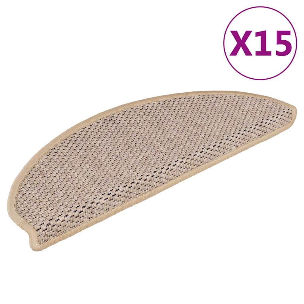 Treppenmatten Selbstklebend Sisal 15 Stk. 65x21x4 cm Hellbeige