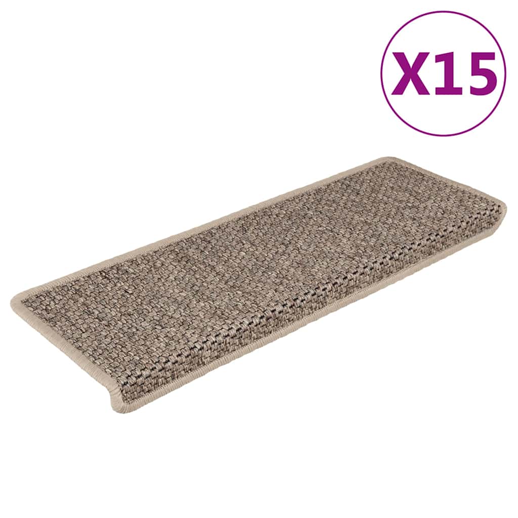 Treppenmatten Selbstklebend Sisal 15 Stk. 65x21x4cm Dunkelbeige