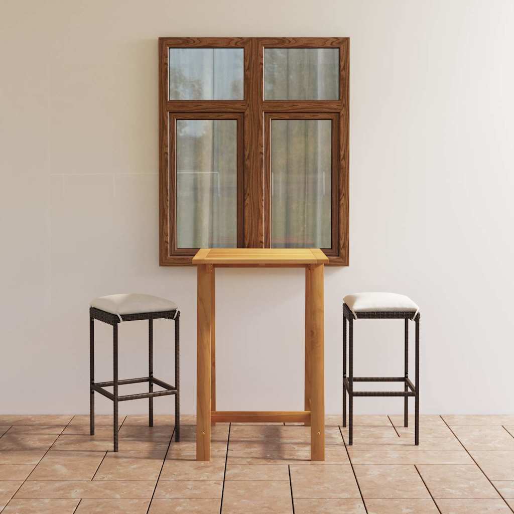 3-tlg. Gartenbar-Set mit Kissen Braun