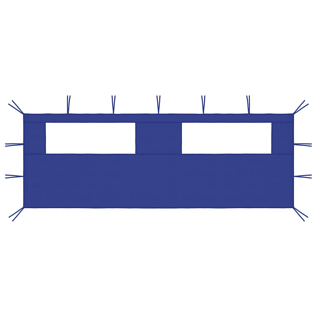 Pavillon-Seitenwand mit Fenstern 6x2 m Blau