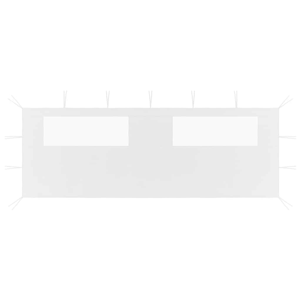 Pavillon-Seitenwand mit Fenstern 6x2 m Weiß