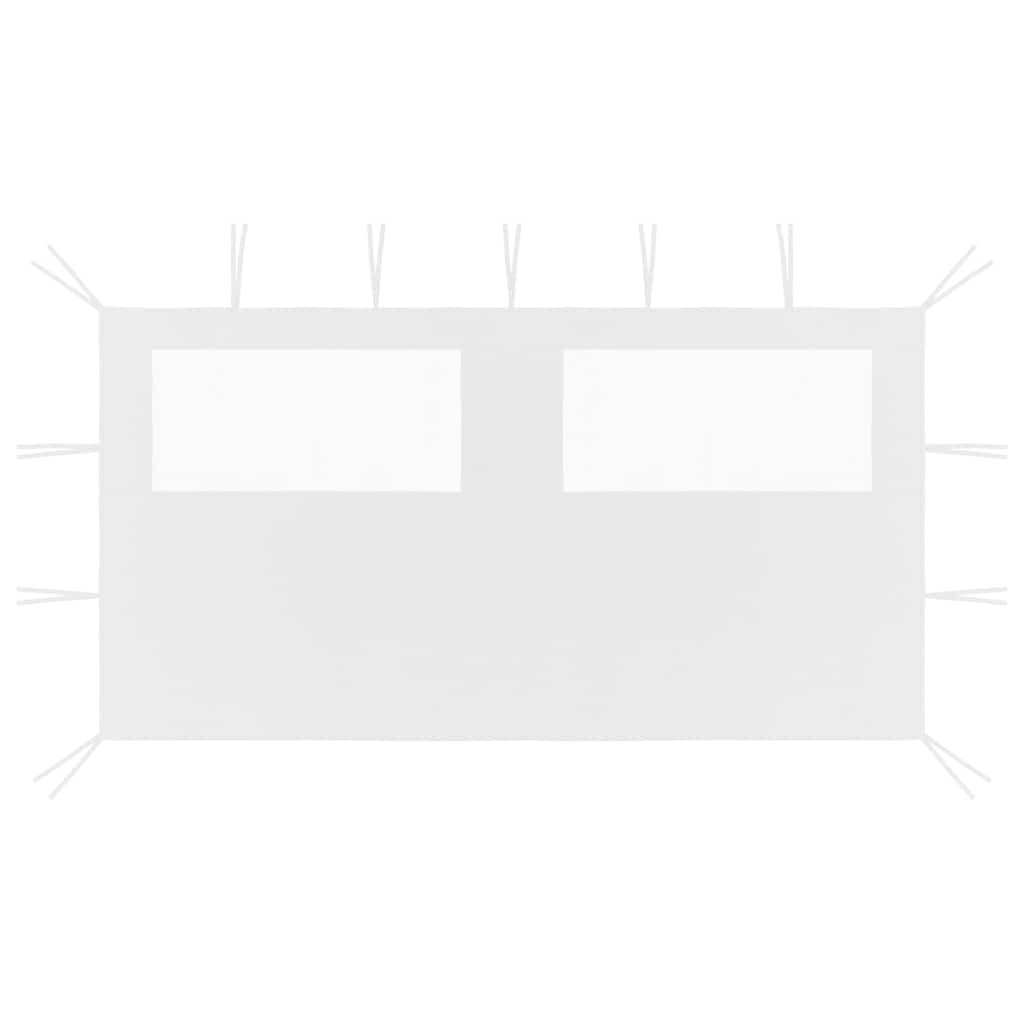 Pavillon-Seitenwand mit Fenstern 4x2 m Weiß