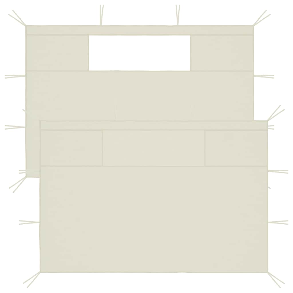 Pavillon-Seitenwände mit Fenstern 2 Stk. Creme
