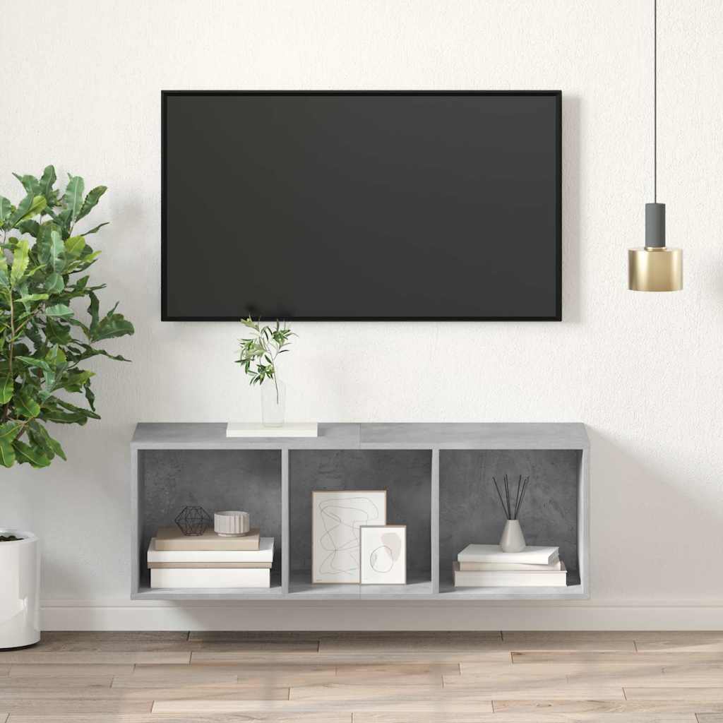 TV-Wandschrank Betongrau 37x37x107 cm Holzwerkstoff