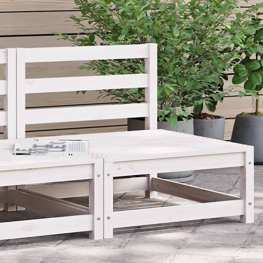 Garten-Mittelsofa Weiß Massivholz Kiefer