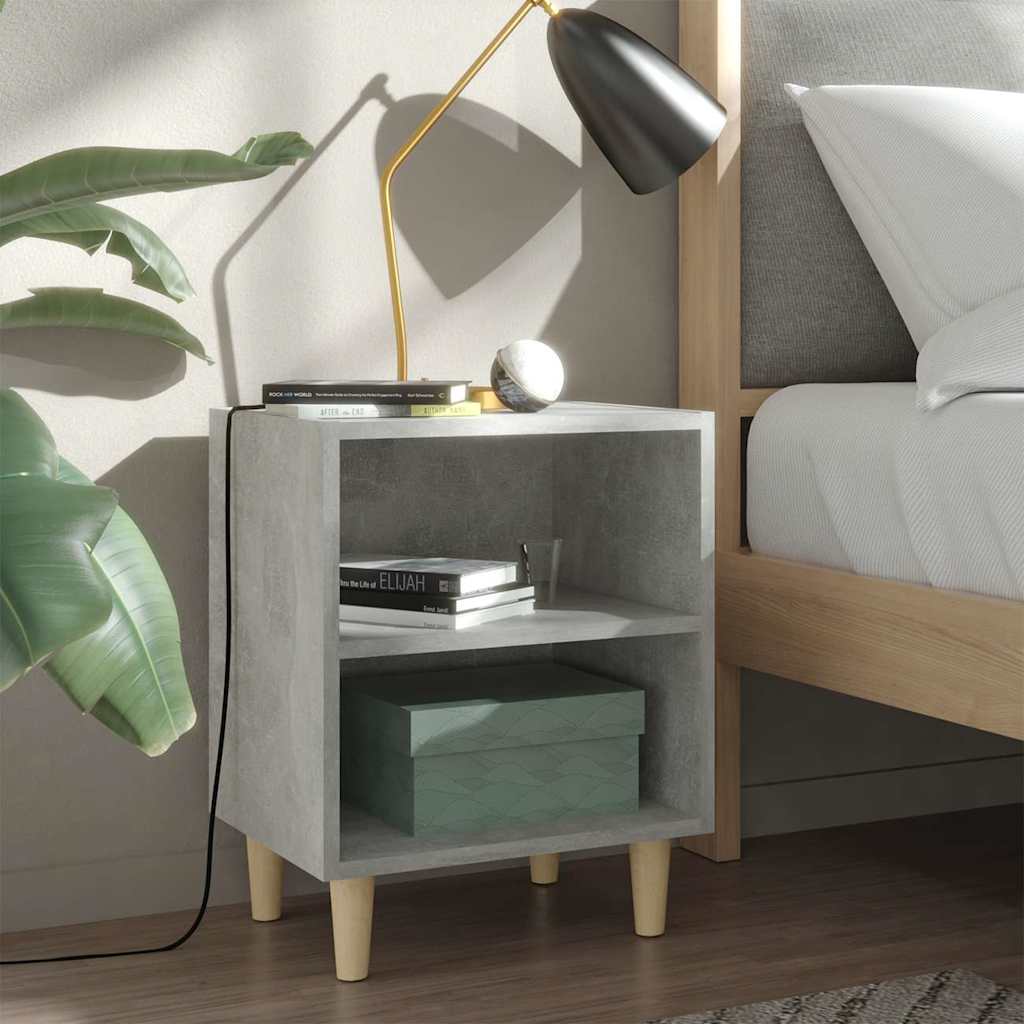 Nachttische mit Massivholz-Beinen 2 Stk. Betongrau 40x30x50 cm