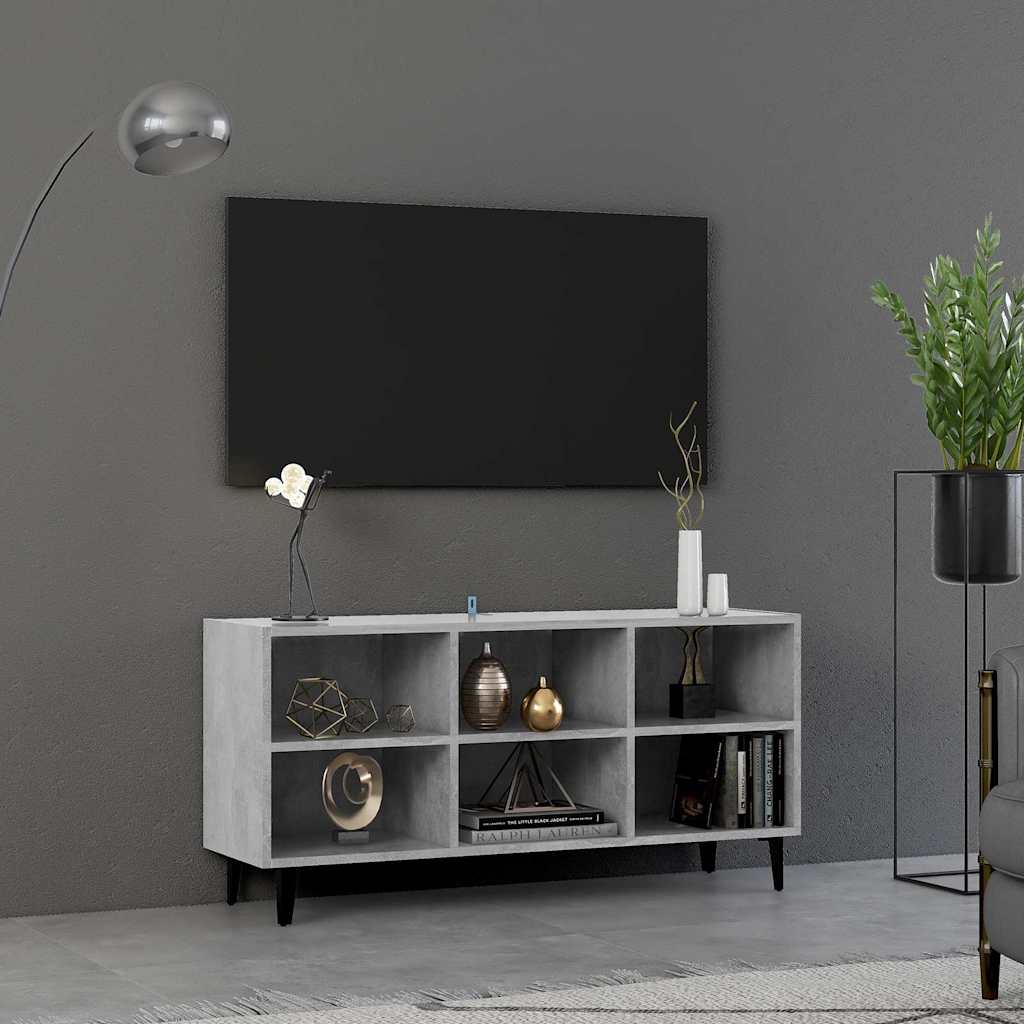 TV-Schrank mit Metallbeinen Betongrau 103,5x30x50 cm