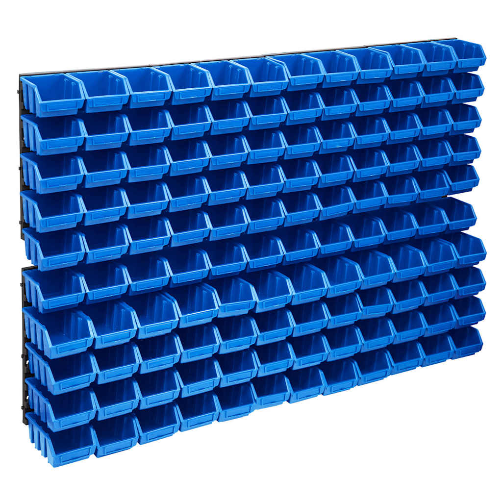 128-tlg. Behälter-Set für Kleinteile mit Wandplatten Blau