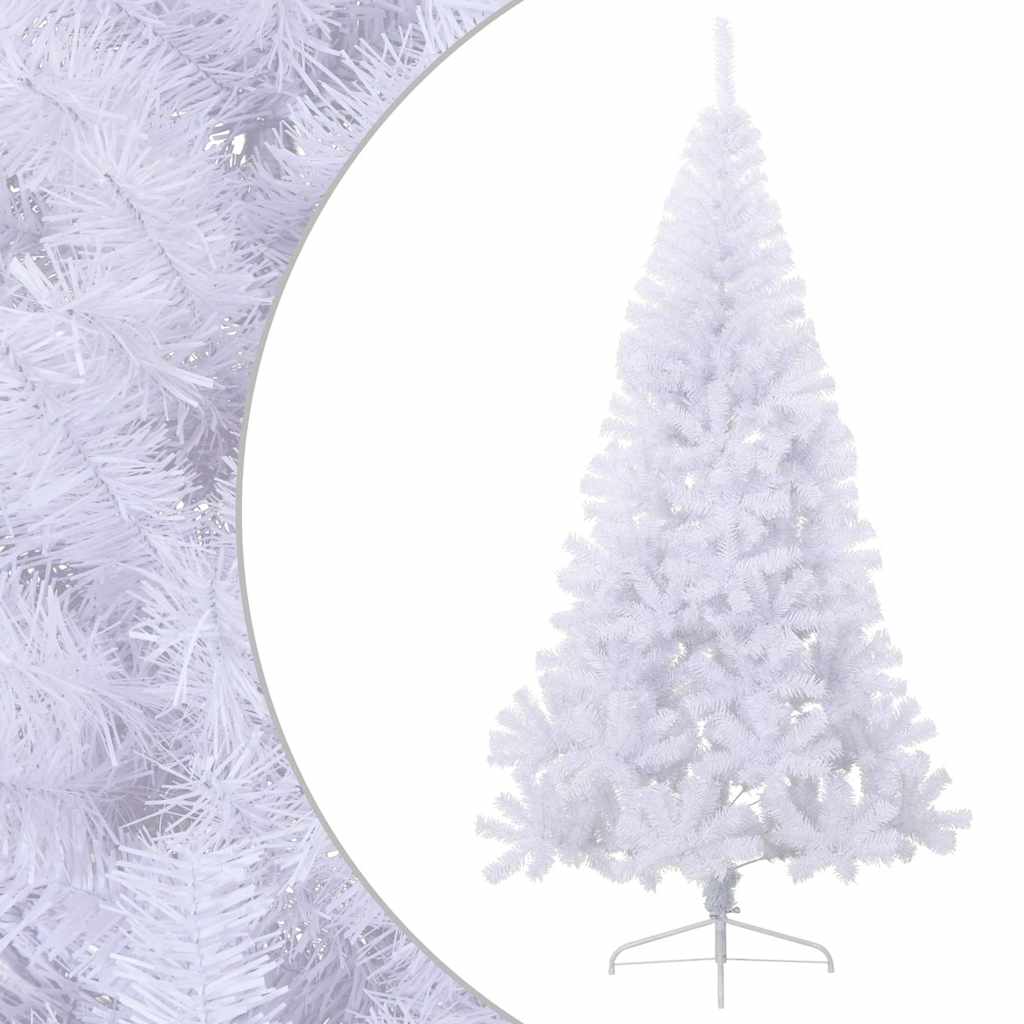 Künstlicher Halb-Weihnachtsbaum mit Ständer Weiß 240 cm PVC