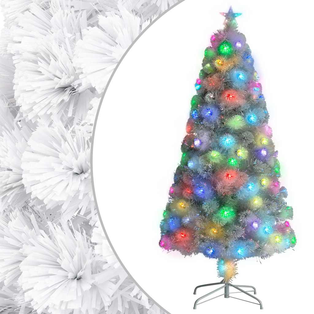 Künstlicher Weihnachtsbaum mit Beleuchtung Weiß 120cm Glasfaser