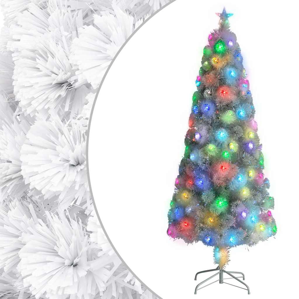 Künstlicher Weihnachtsbaum mit Beleuchtung Weiß 240cm Glasfaser