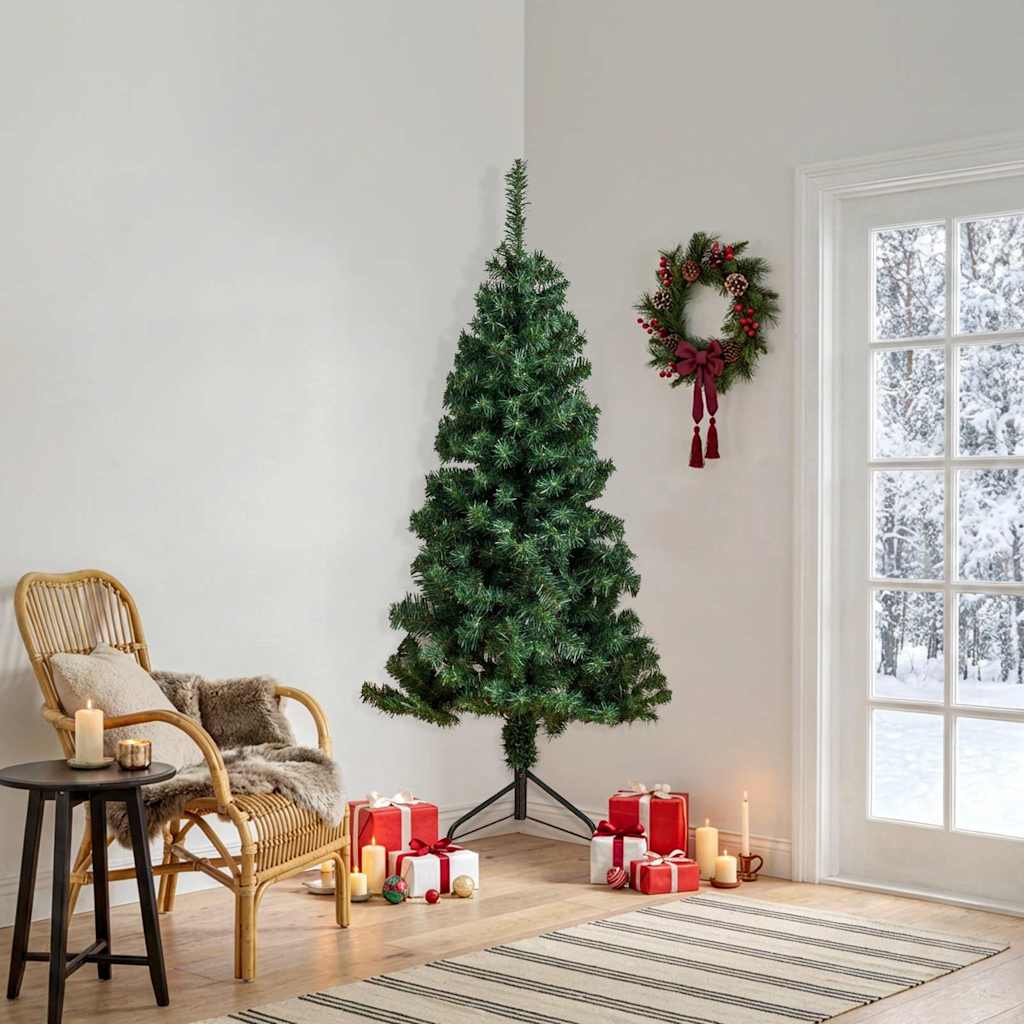 Künstlicher Eck-Weihnachtsbaum Grün 210 cm PVC