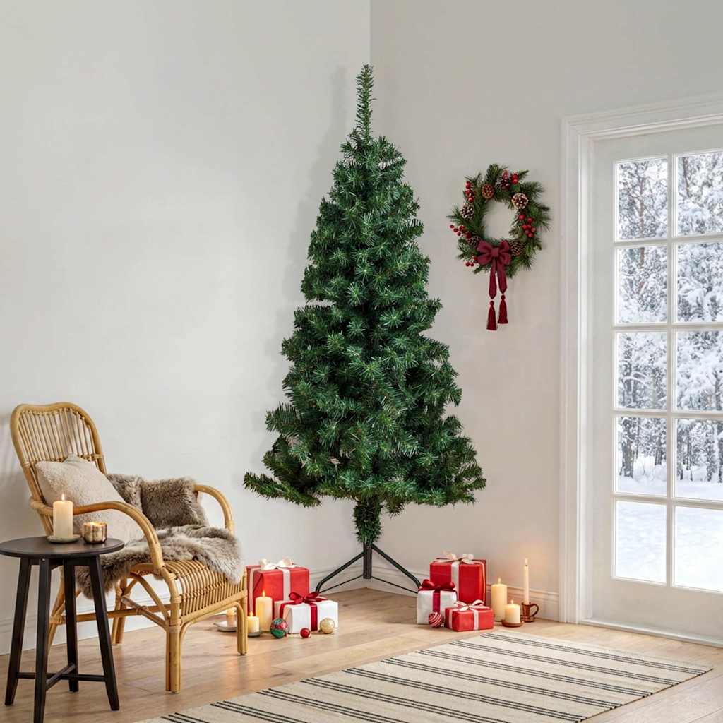 Künstlicher Eck-Weihnachtsbaum Grün 240 cm PVC