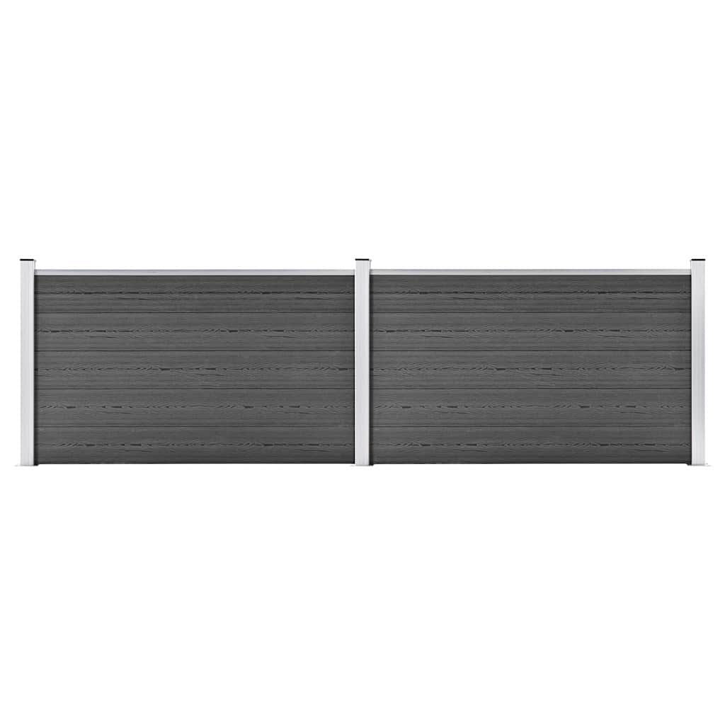 Zaunelement Set WPC 353x105 cm Schwarz