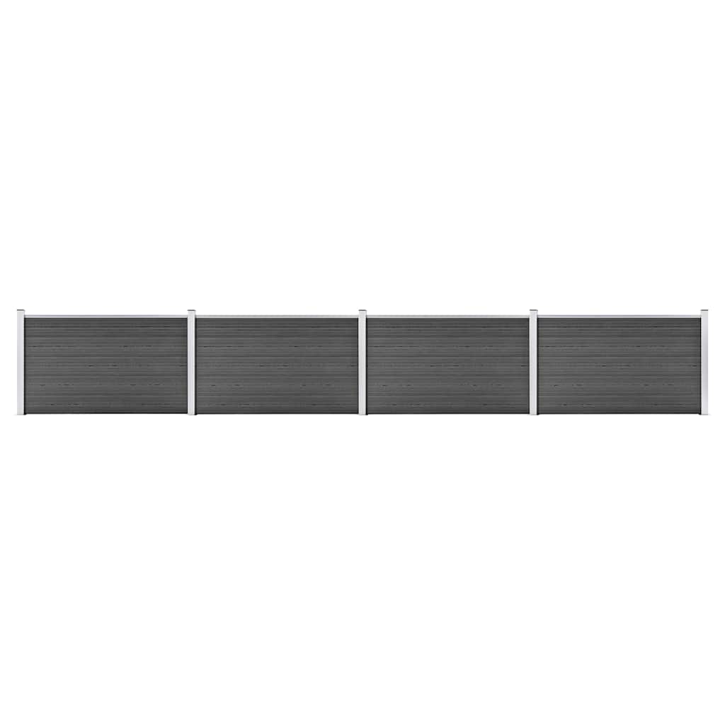 Zaunelement Set WPC 699x105 cm Schwarz
