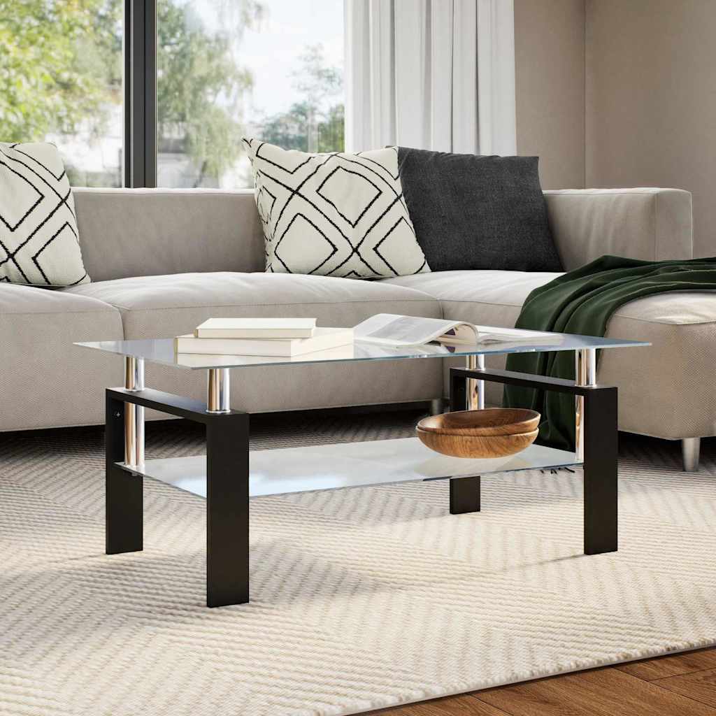 Couchtisch Grau Transparent 95x55x40 cm Hartglas