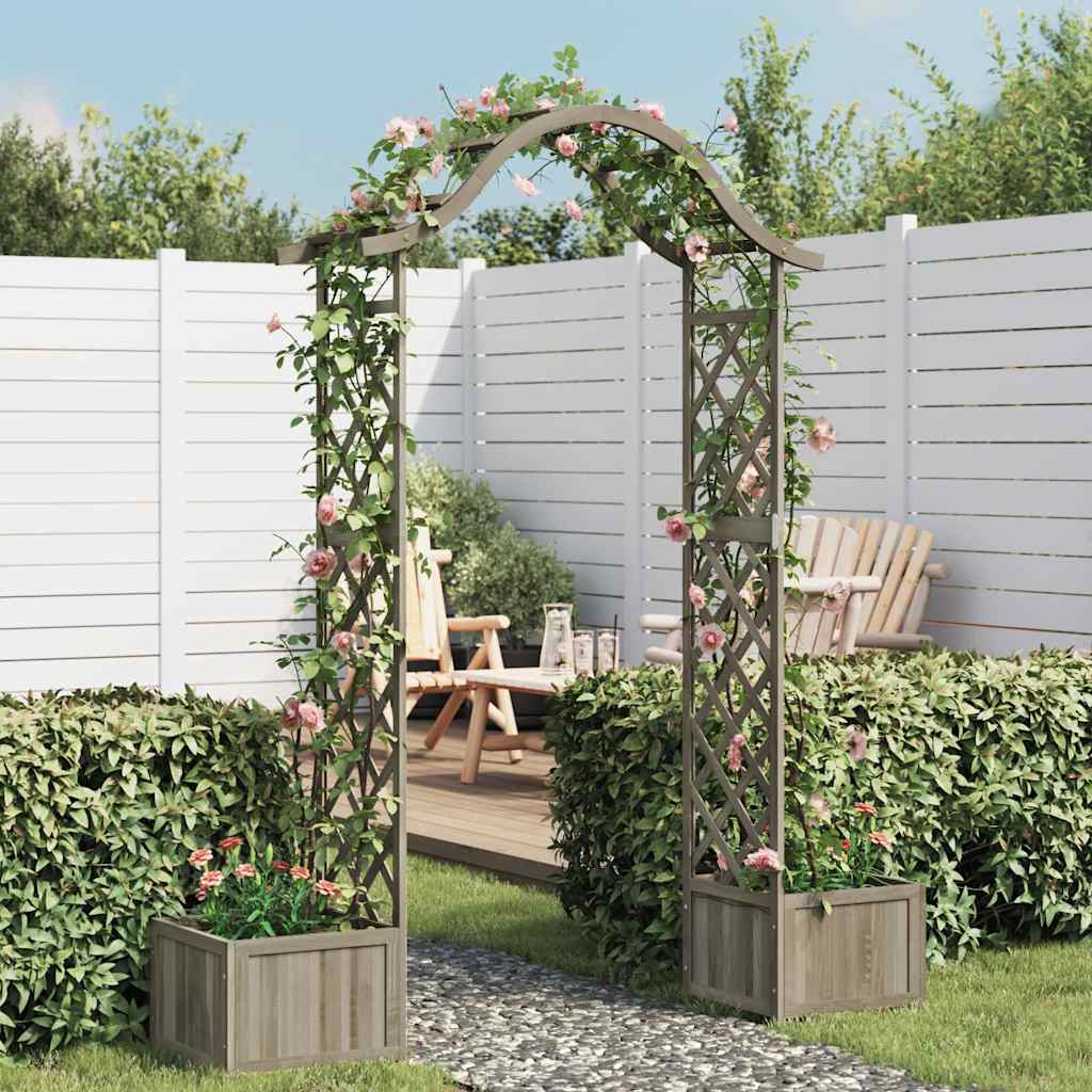 Garten-Pergola mit Blumenkasten Grau Massivholz Tanne
