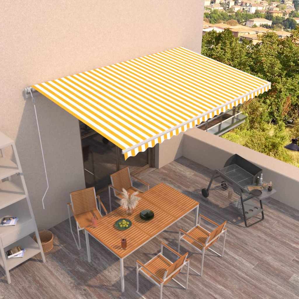 Markise Automatisch Einziehbar 500x300 cm Gelb und Weiß