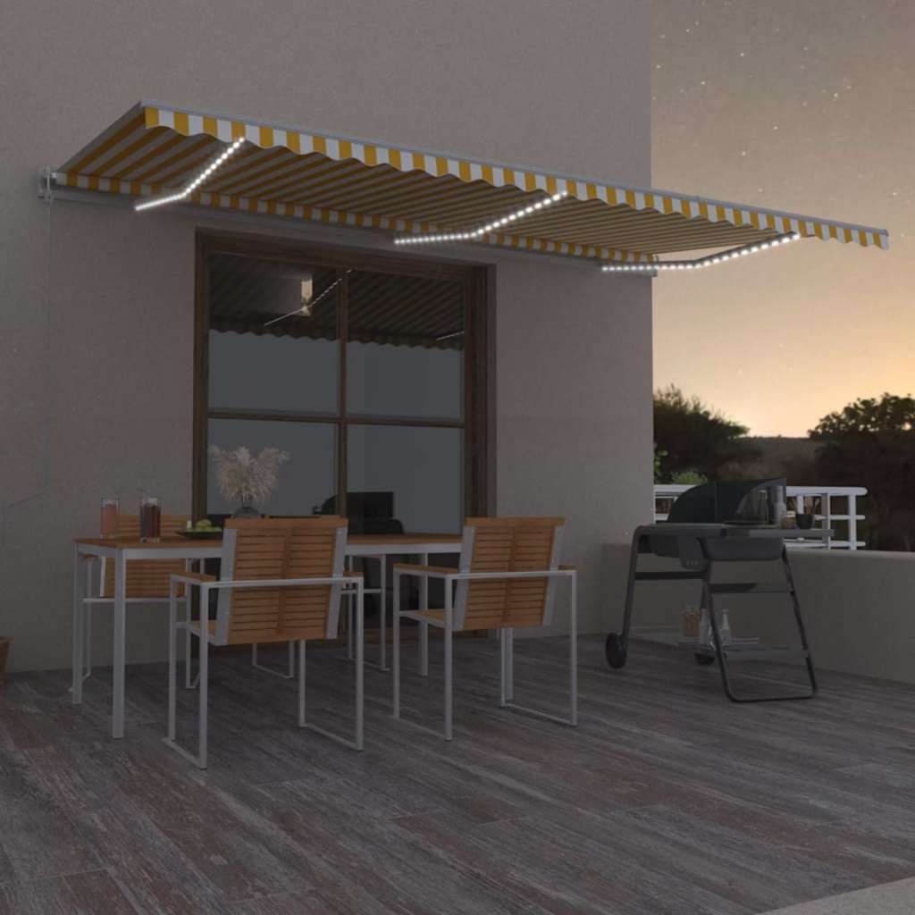 Automatische Markise mit LED & Windsensor 600x300 cm Gelb/Weiß