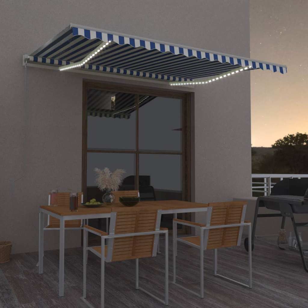 Automatische Markise mit LED & Windsensor 400x350 Blau und Weiß