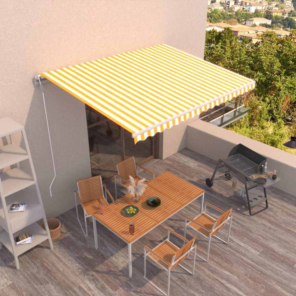 Markise Automatisch Einziehbar 450x350 cm Gelb und Weiß