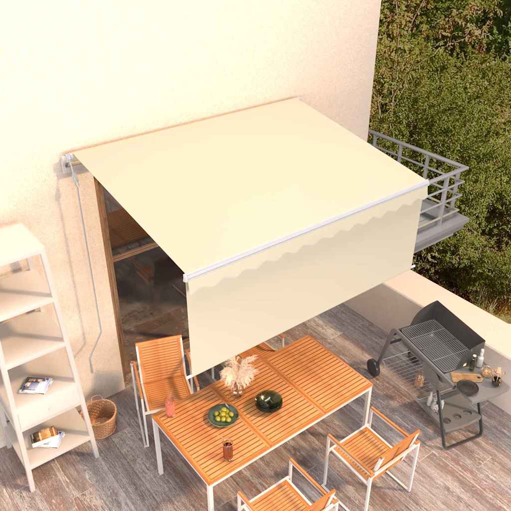 Markise Automatisch Einziehbar mit Volant 3x2,5 m Creme
