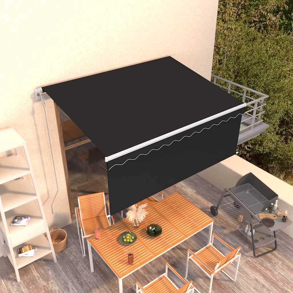 Markise Automatisch Einziehbar mit Volant 3x2,5 m Anthrazit
