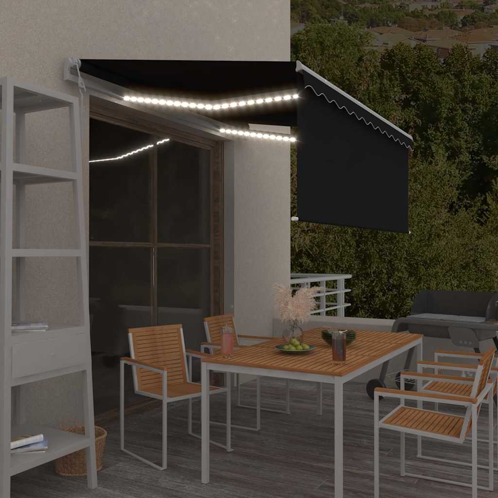 Markise Automatisch mit Rollo LED Windsensor 3x2,5 m Anthrazit