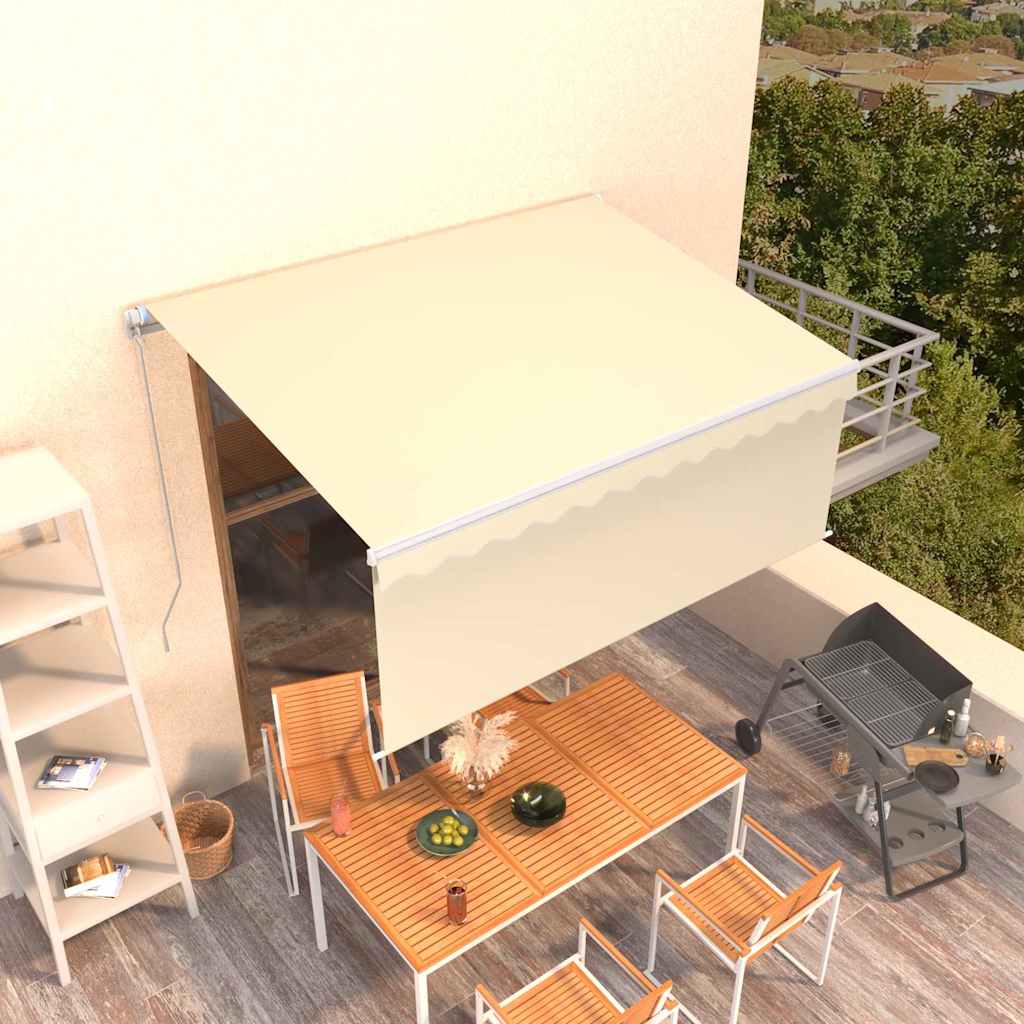 Markise Manuell Einziehbar mit Rollo 3,5x2,5 m Creme