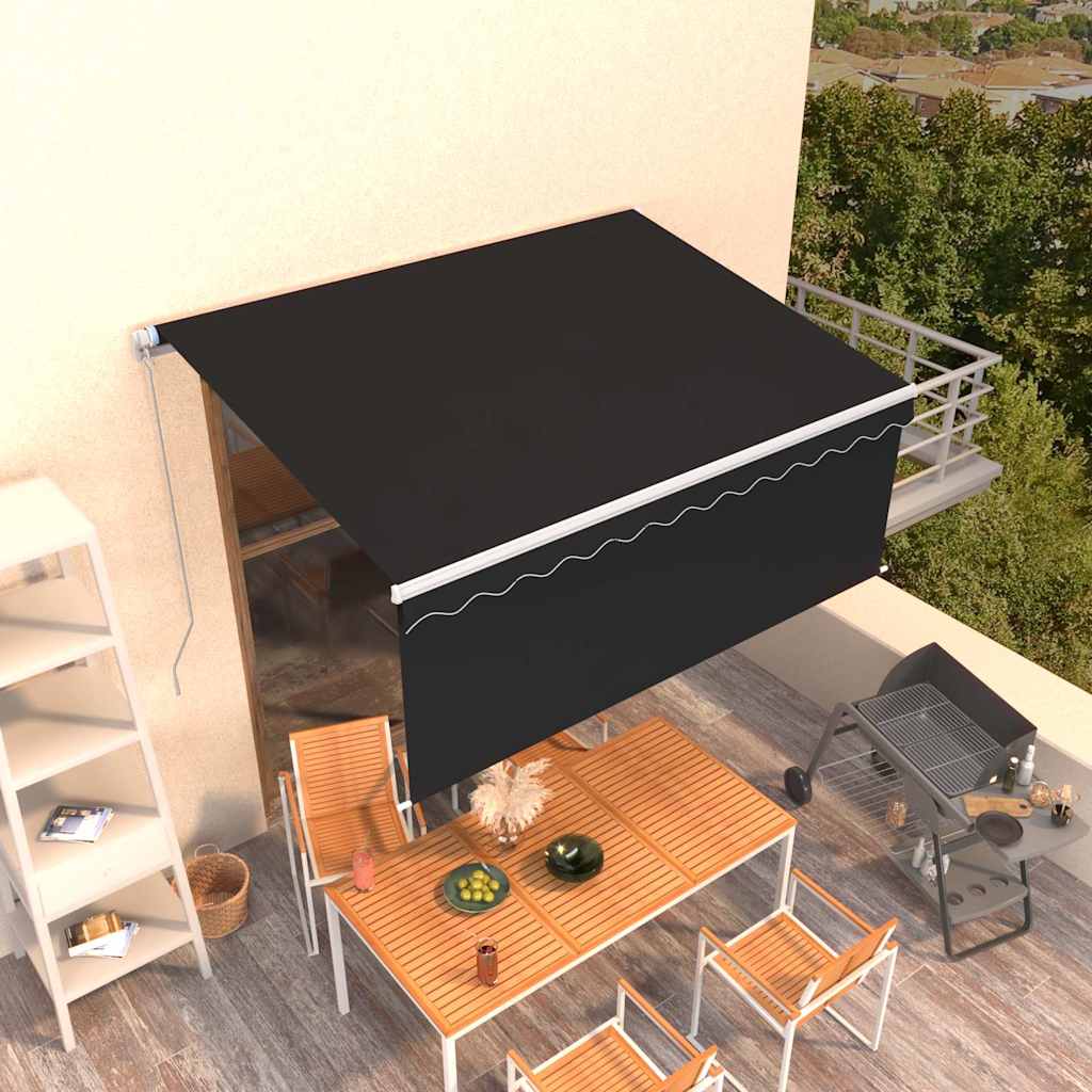 Markise Manuell Einziehbar mit Rollo 3,5x2,5 m Anthrazit