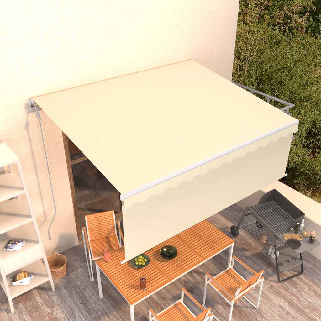 Markise Automatisch Einziehbar mit Volant 4x3 m Creme