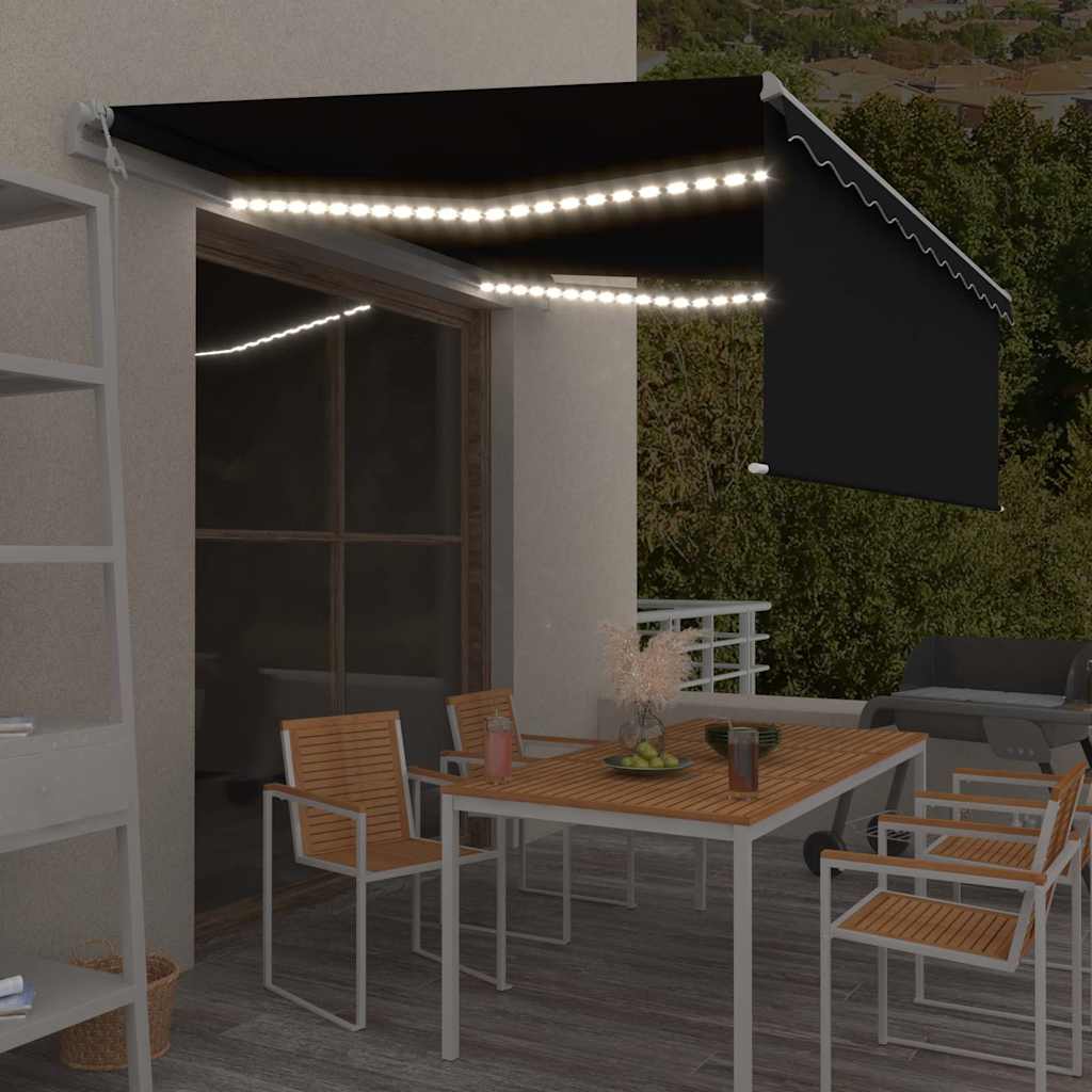 Markise Automatisch mit Rollo LED Windsensor 4,5x3m Anthrazit