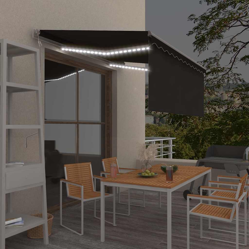 Markise Automatisch mit Rollo LED Windsensor 3x2,5m Anthrazit