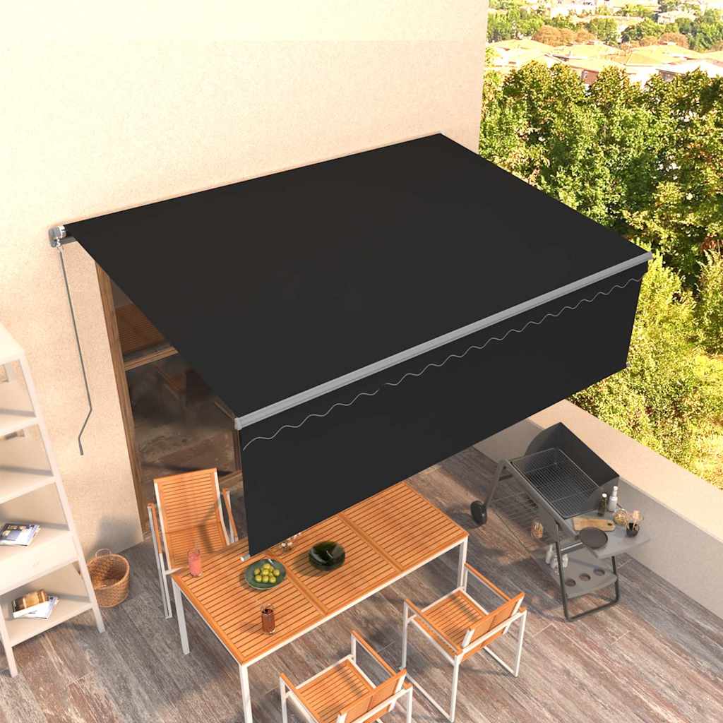 Markise Manuell Einziehbar mit Rollo 4x3 m Anthrazit