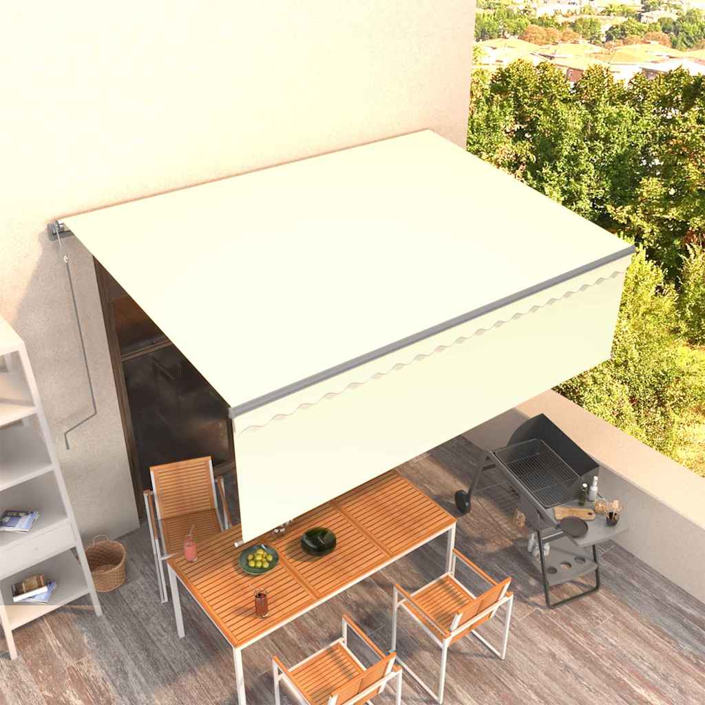 Markise Automatisch Einziehbar mit Volant 4x3 m Creme