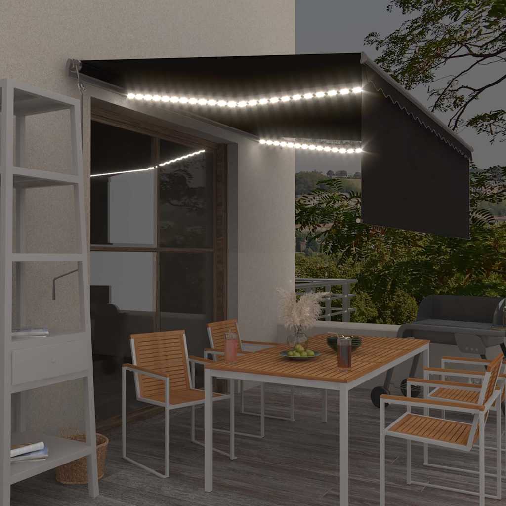 Markise Automatisch mit Rollo LED Windsensor 4,5x3 m Anthrazit
