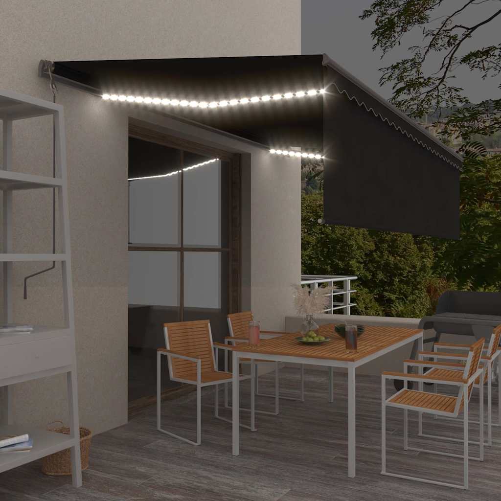 Markise Automatisch mit Rollo LED Windsensor 5x3m Anthrazit