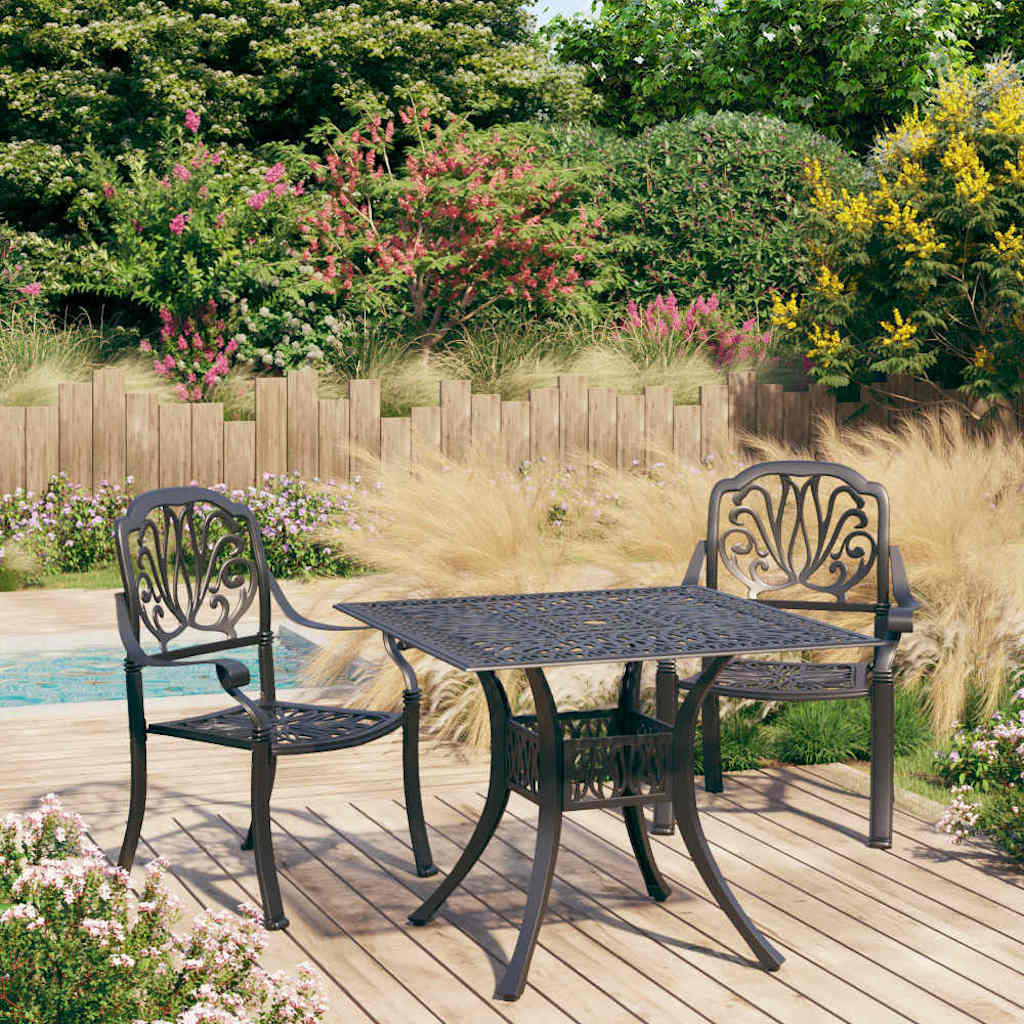 3-tlg. Bistro-Set Aluminiumguss Schwarz