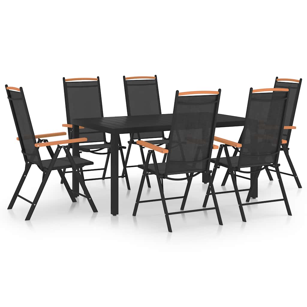 7-tlg. Garten-Essgruppe Aluminium Schwarz