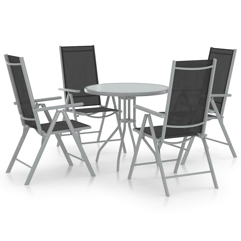5-tlg. Garten-Essgruppe Aluminium und Textilene Silbern