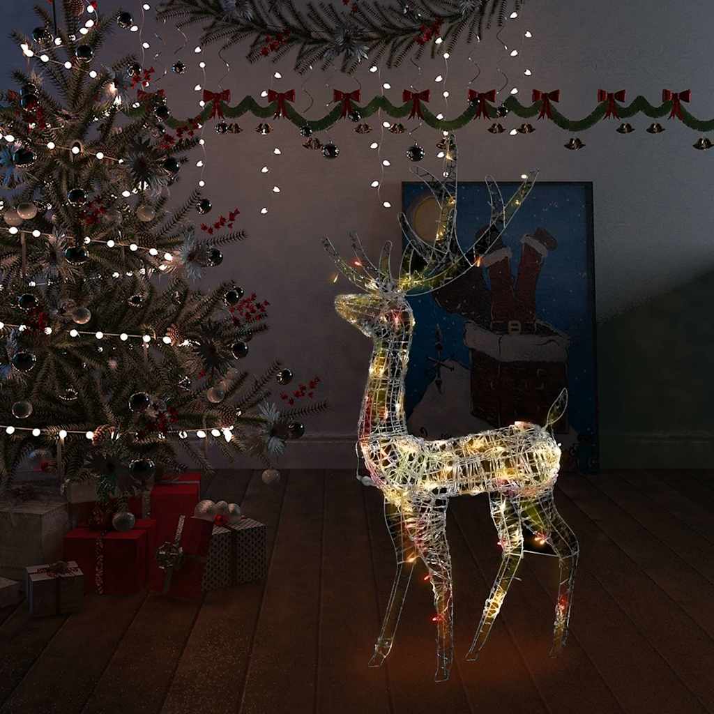 LED-Rentier Acryl Weihnachtsdekoration 140 LEDs 128 cm Bunt